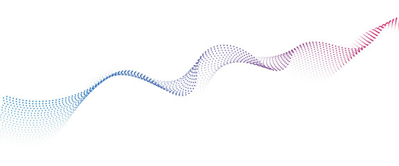 Flowing Dot Wave halftone gradient pattern on transparent background	
