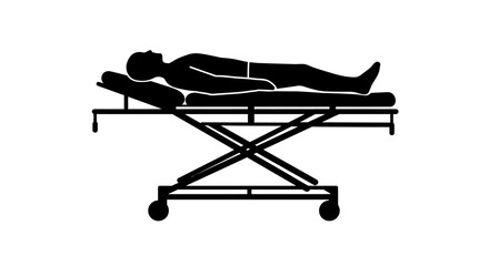 Patient Lying on Medical Stretcher Bed Silhouette