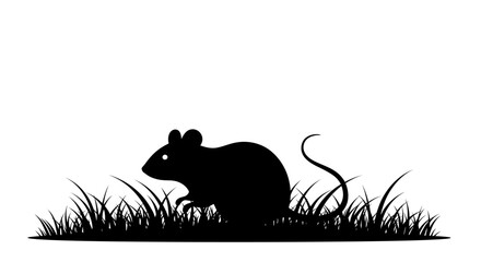 Mouse Silhouette in Grass Silhouette