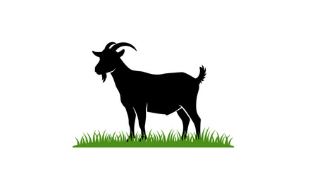 Goat Silhouette in Grass Silhouette