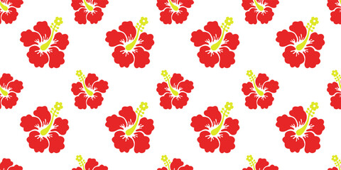Obraz premium Hibiscus flower Hawaiian tropical seamless pattern. nature floral abstract back ground. 