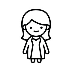 Line Art: Young Woman in Dress and Coat vector