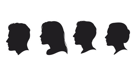 Man and Woman Profile Silhouettes Side View Silhouette