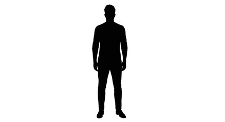 Full Body Male Silhouette Standing Casual Pose Silhouette