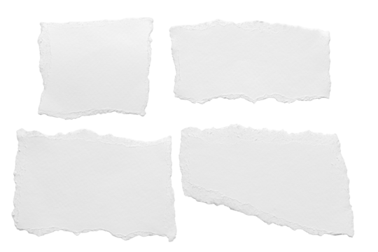 ripped element set of torn paper edges isolated with clipping path on background. torn paper texture, ripped of paper designs and jagged paper edges create a raw, artistic look