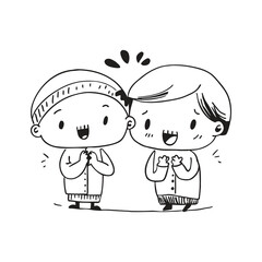 Two Joyful Children Sharing a Secret vector