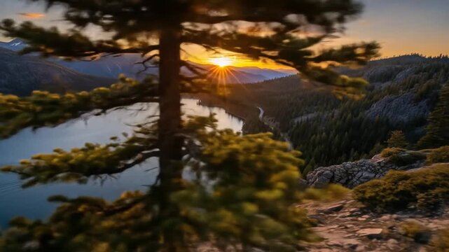 Majestic Lake Tahoe at Sunset: Scenic Mountain Landscape and Calm Waters Captured in Stunning Detail, Perfect for Travel and Nature Enthusiasts