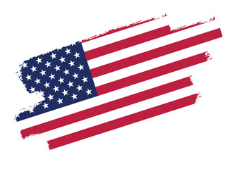 USA Flag Illustration with Brush Stroke Texture