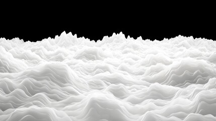 A 3D rendering of a white, wavy surface with peaks and valleys.