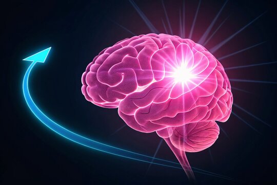 Human Brain with Glowing Arrow Symbolizing Intelligence