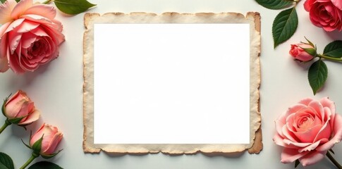 Blank vintage polaroid frame, white background, placeholder, element