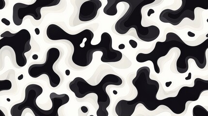 A repeating abstract pattern of black and white shapes resembling a stylized animal or organic form.