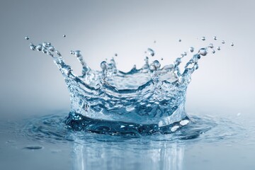 Water splash crown on a pale blue background