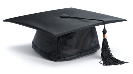 Black graduation cap on white background (1)