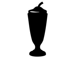 Obraz premium Elegant milkshake silhouette in glass with straw and whipped cream topping