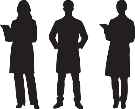Silhouette of medical professionals in lab coats standing for healthcare concepts - Powered by Adobe