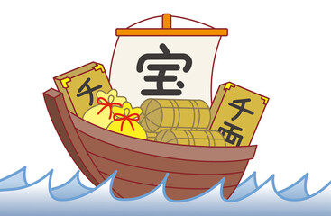 Fototapeta premium イラスト素材・宝船のイラスト