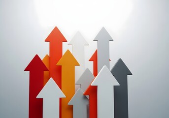 Upward trending arrows representing growth, progress, and business success on a white background