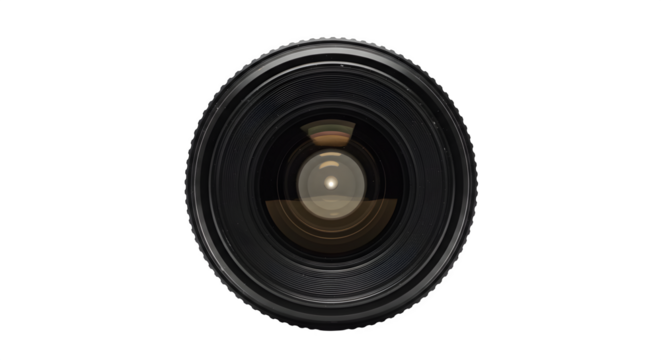 Photography lens on black. Studio equipment for creative digital media, advertising, and poster designs.