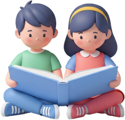 children reading a book
