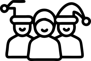 Friends taking a christmas selfie together wearing festive costumes isolated on white background isolated on transparent background