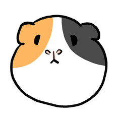 Cute guinea pig cartoon with a simple round face and calm expression. Minimalist kawaii pet design for stickers and merchandise.