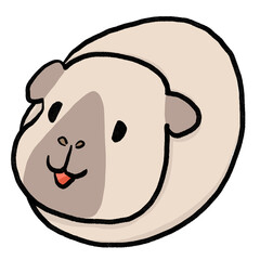 Funny guinea pig cartoon with round body and a curious expression, looking straight ahead. Cute pet illustration for animal lovers, kawaii fans, and sticker collections.