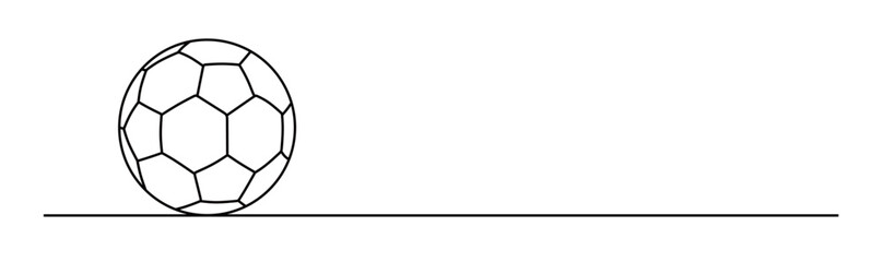 Fototapeta premium Continuous line art of a soccer ball with curved and twisting lines. Concept of a most popular sport. Vector illustration.