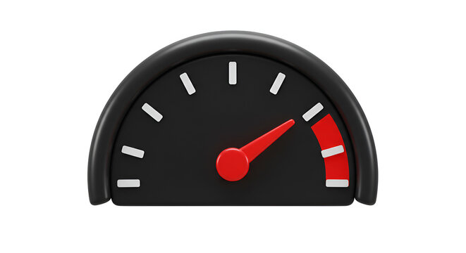 3D Illustration of a Speedometer Showing Moderate Speed on White Background