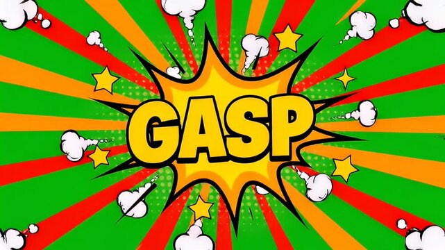 Gasp comic speech bubble with bursting radial background graphic