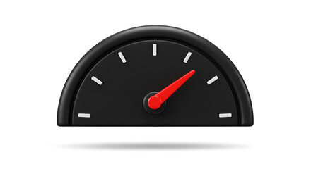 3D Rendered Gauge Displaying Speed or Progress with a Red Needle Pointer