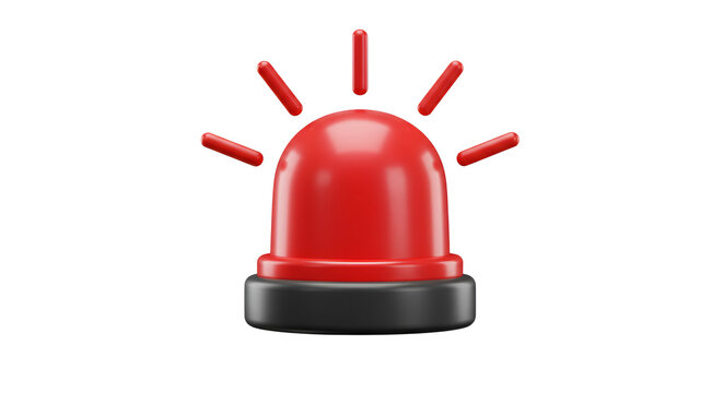 3D rendered red flashing emergency light alarm icon on a white background