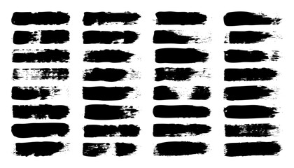 Grunge brush strokes, lines, ink smudges, hand-drawn scribble shapes. Handmade sketchy marks, acrylic stains, charcoal streaks. Paint textures, dry brush effect. Marker underline. Vector illustration