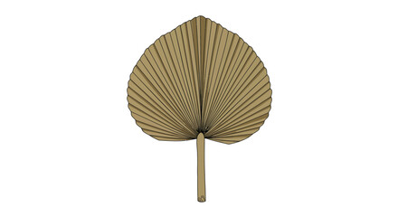 Dried exotic palm leaf illustration with natural brown color and detailed veins for decorative purposes and bohemian designs
