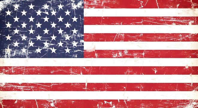 Vintage distressed american flag with stars and stripes, a symbol of the united states of america, representing freedom and patriotism