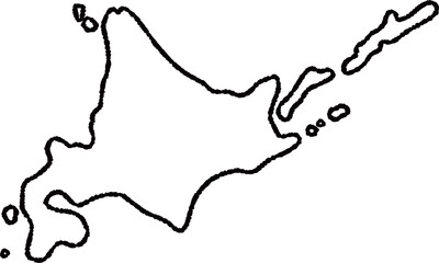 手描きのゆるい北海道の地図イラスト