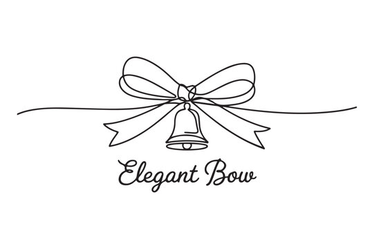 Elegant bow and bell continuous line drawing wedding design or christmas decoration