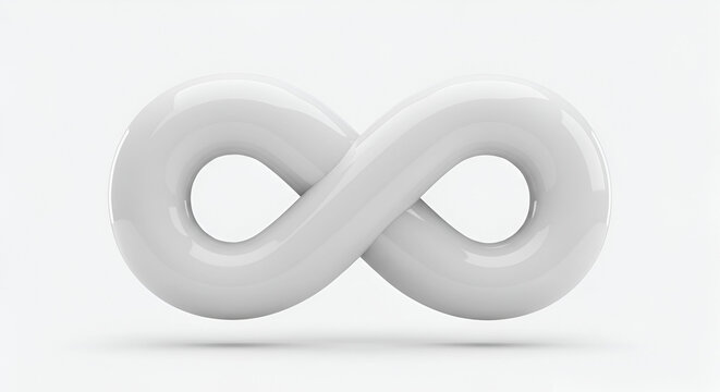 Elegant white infinity symbol floating on a clean, minimalist background design