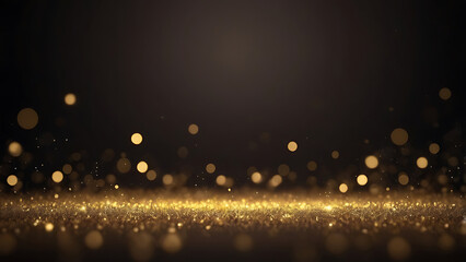 Obraz premium Dark Background with Elegant Golden Bokeh Glow, Clean and Minimal, AI