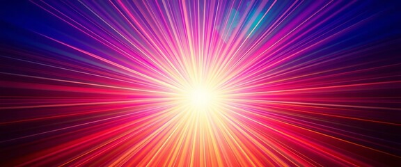 Fototapeta premium Dynamic sunburst, radiating light beams on vibrant background, sunshine, sky