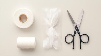 A flat lay of crafting supplies.
