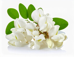 꽃-아카시아-아카시아 잎-흰배경