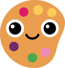 Cute paint palette with happy face and colorful art supply Vector illustration