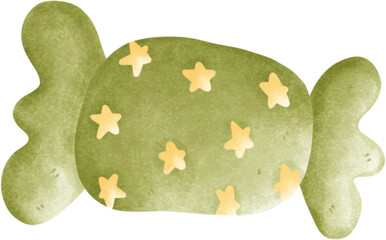 green candy with yellow dot