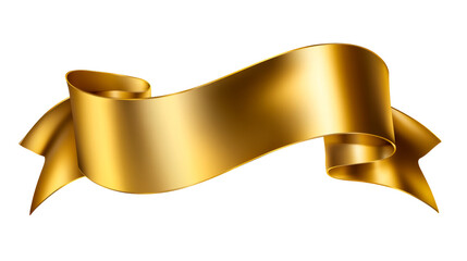 Metallic Gold Ribbon Scroll With Subtle Highlights, cut out transparent