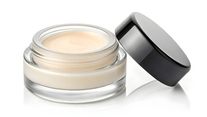 Elegant Eye Shadow Cream Pot Mockup with Blank Glass Jar and Smooth Creamy Texture on Clean Minimal Scene &ndash; Perfect Cosmetic Packaging and Branding Showcase