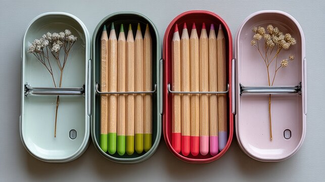 Colored Pencil Sets Arranged Side by Side - Powered by Adobe