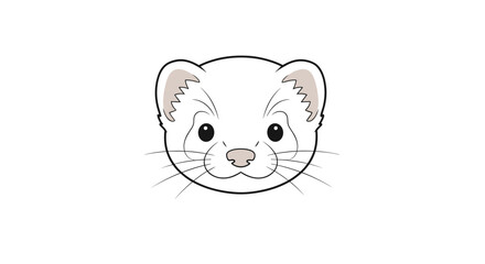Obraz premium Cute white ferret face illustration adorable small animal portrait