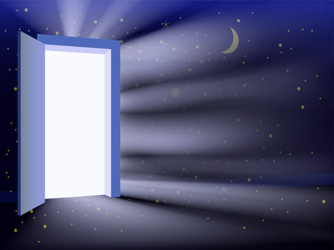 Open Door in the space, universe, background