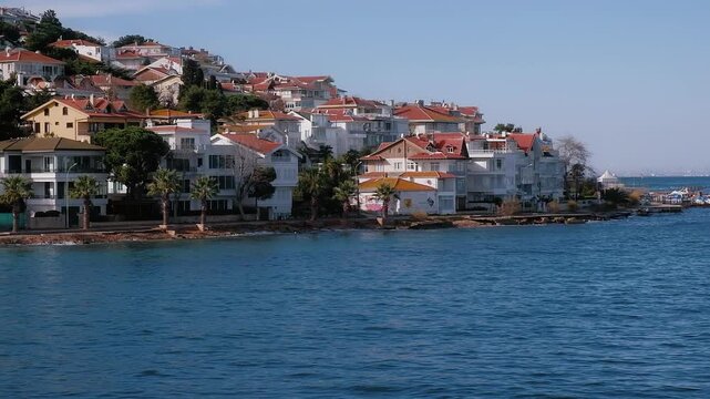 Costal view of Burgazada, one of the Princes Islands. Marmara sea, Istanbul, Turkey